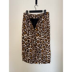 J.Crew Women’s Linen Blend Leopard Print Pencil Skirt Size 6 Small